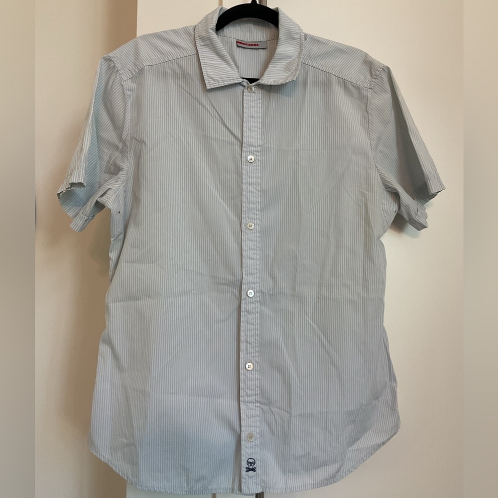 Vintage Prada Sport Men’s 4 Way Stripped button up Shirt.